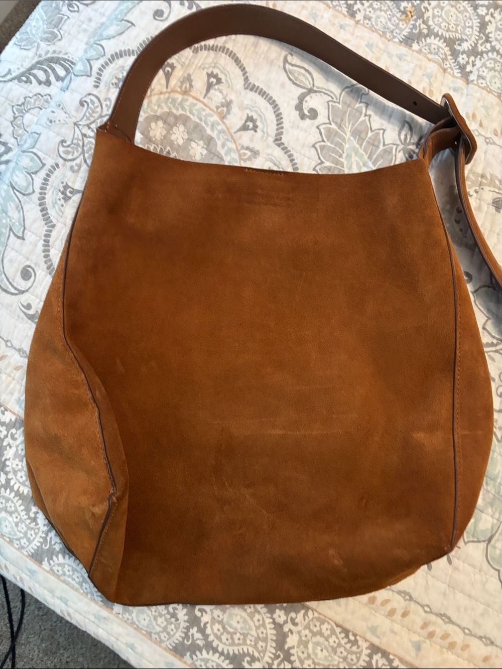 Classic Suede Hobo Shoulder Bag in Cognac Brown
